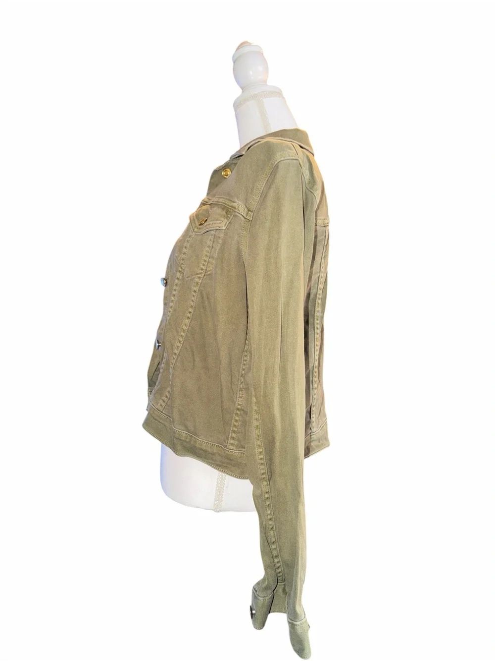Michael Kors Olive Green Denim Jacket with Button Front